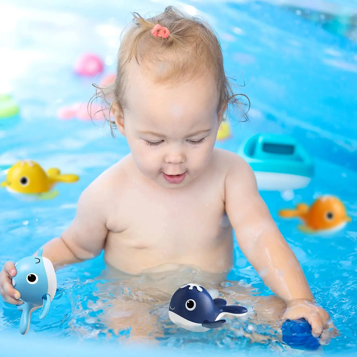 Magnet Baby Bath Fishing Toys Wind-up Swimming Whales