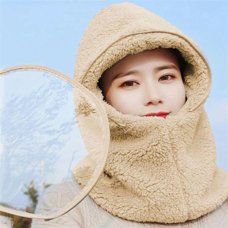 Winter Windproof Plastics Mask Scarf Cap One-Piece Riding