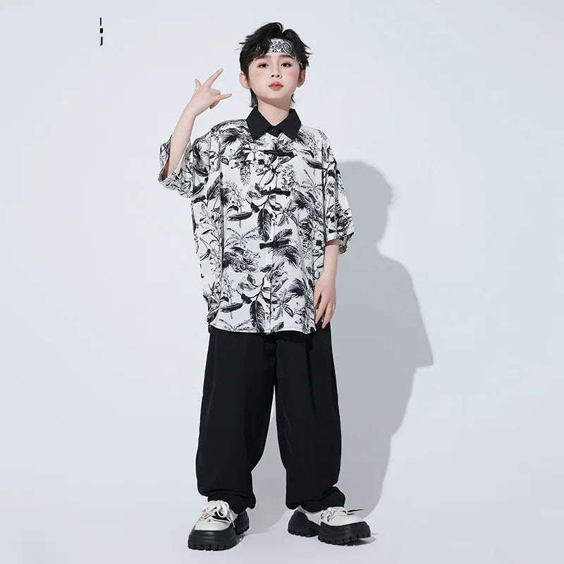 Hip Hop Boys Chinese Style Shirt Baggy Pants