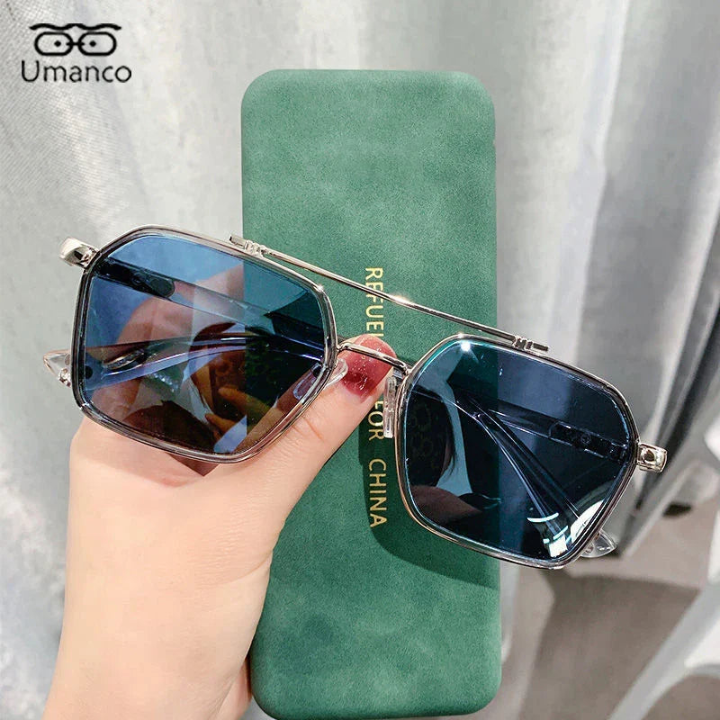 Umanco Trendy Double Beam Square Sunglasses For Men