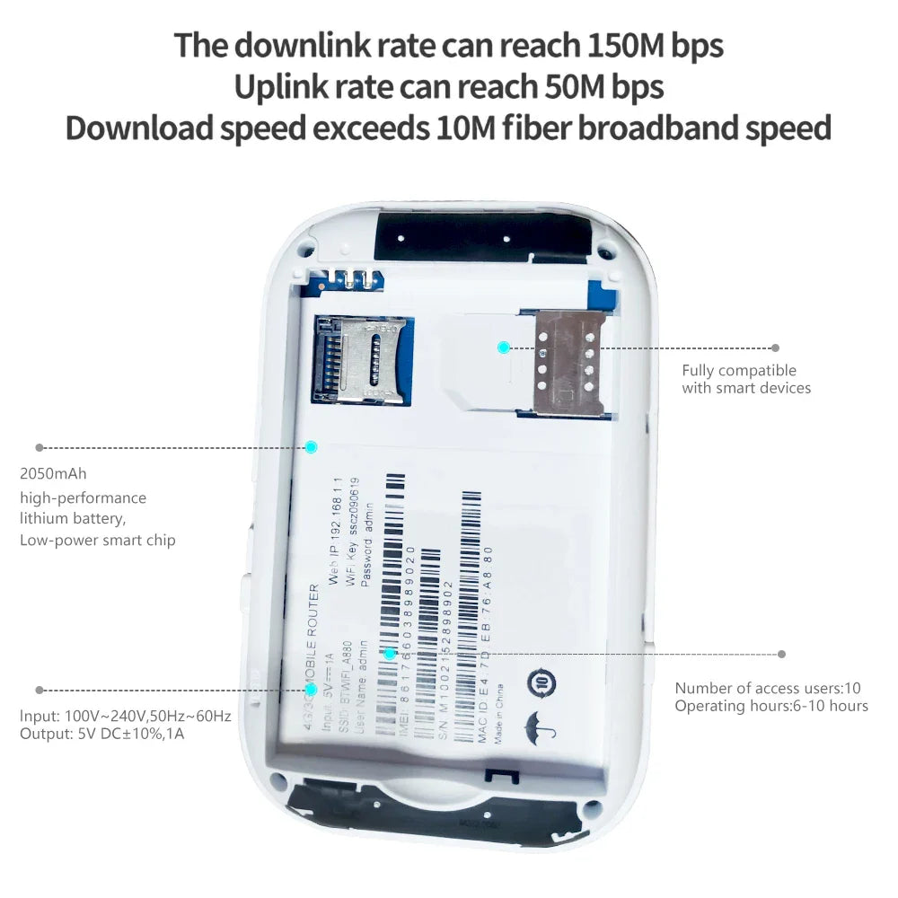 Benton Wifi Router Portable Mini 3G4G Unlocked Lte