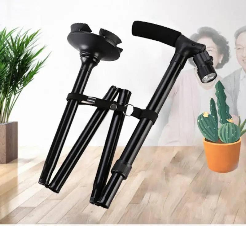 Foldable Telescopic Crutch With LED for Elderly Height