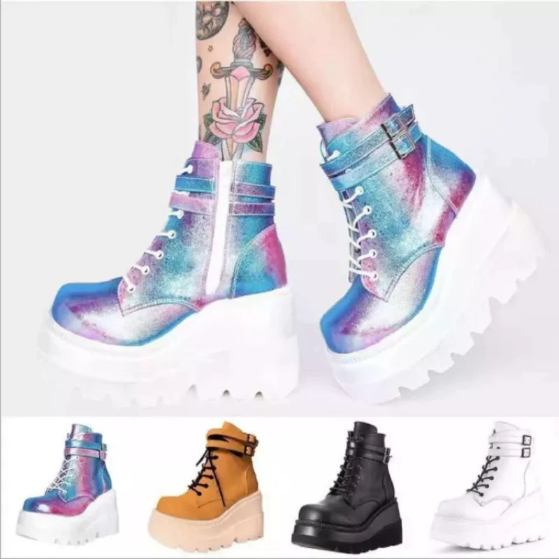 2023 New Spring Autumn Fashion Platform Wedge Boots