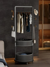 Movable coat rack bedroom saddle leather storage floor