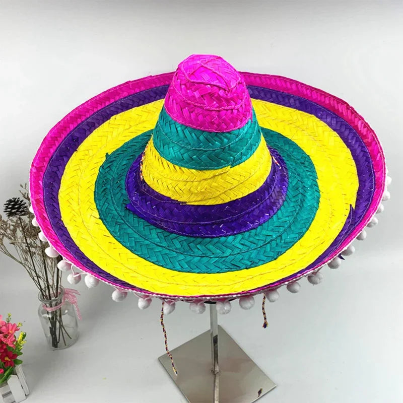 Colorful Straw Hats Mexican Style Outdoor Sun Protection