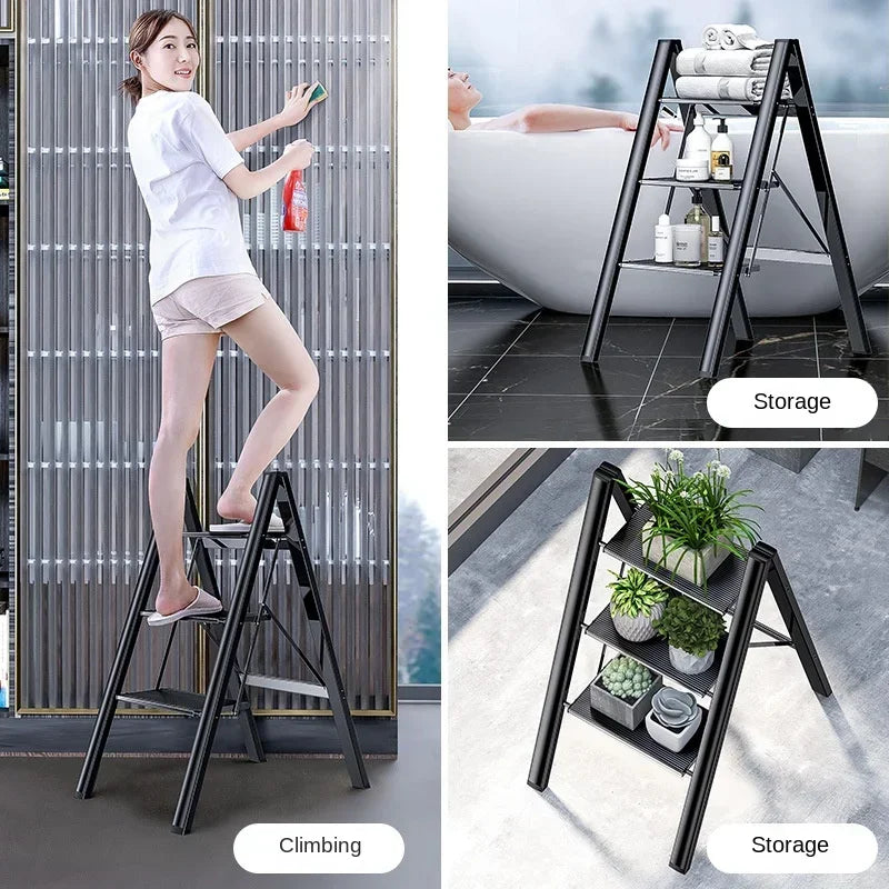 Multifunctional Folding Ladder Aluminum Alloy High Stools Kitchen