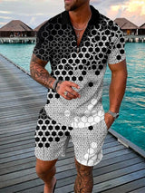 Men's Tracksuit Cotton Solid Color Short Sleeve Zipper