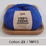 QJH 10PCS 100% Organic Cotton Yarn Pure/Mixed Color