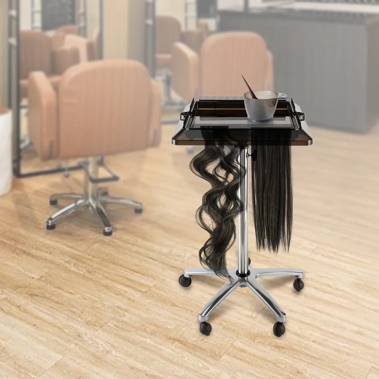 Adjustable Hairstylist Rolling Salon Tray Hair Extension Tool