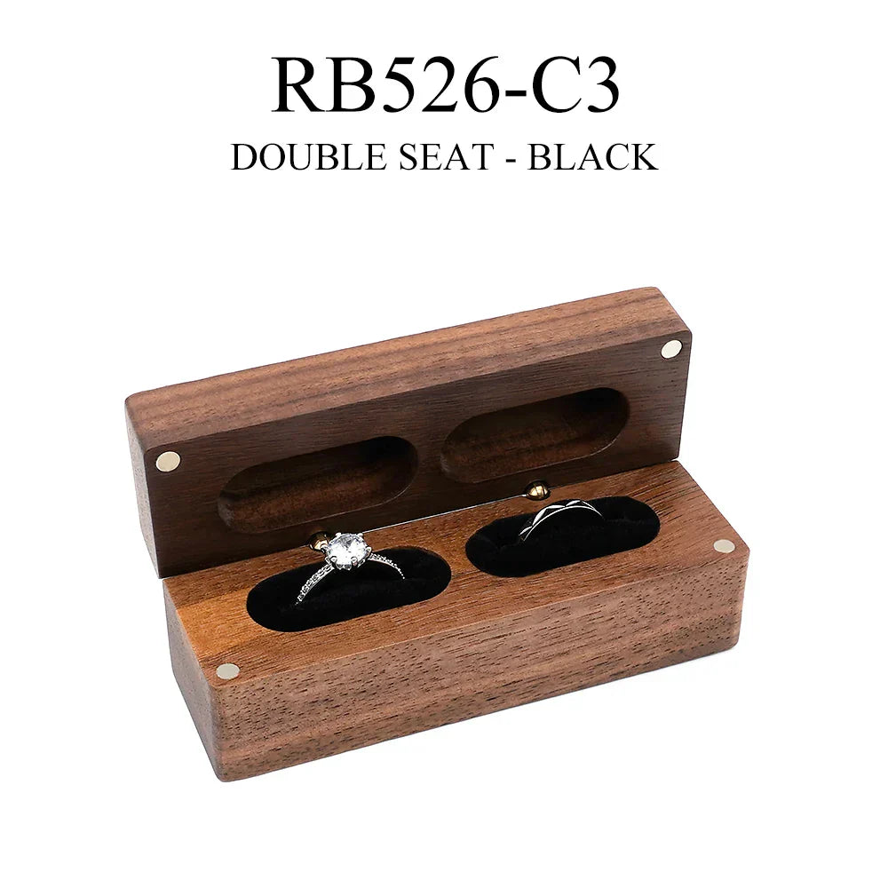Walnut Wooden Ring Box diamond Pendant Neckl ace