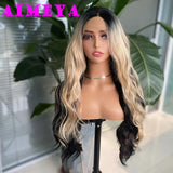 AIMEYA Ombre Green Synthetic Lace Front Wig for