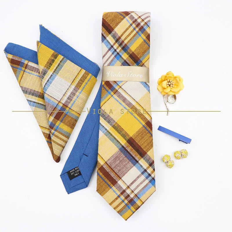 5 PCS Luxury Cotton Patchwork 7cm Tie Set