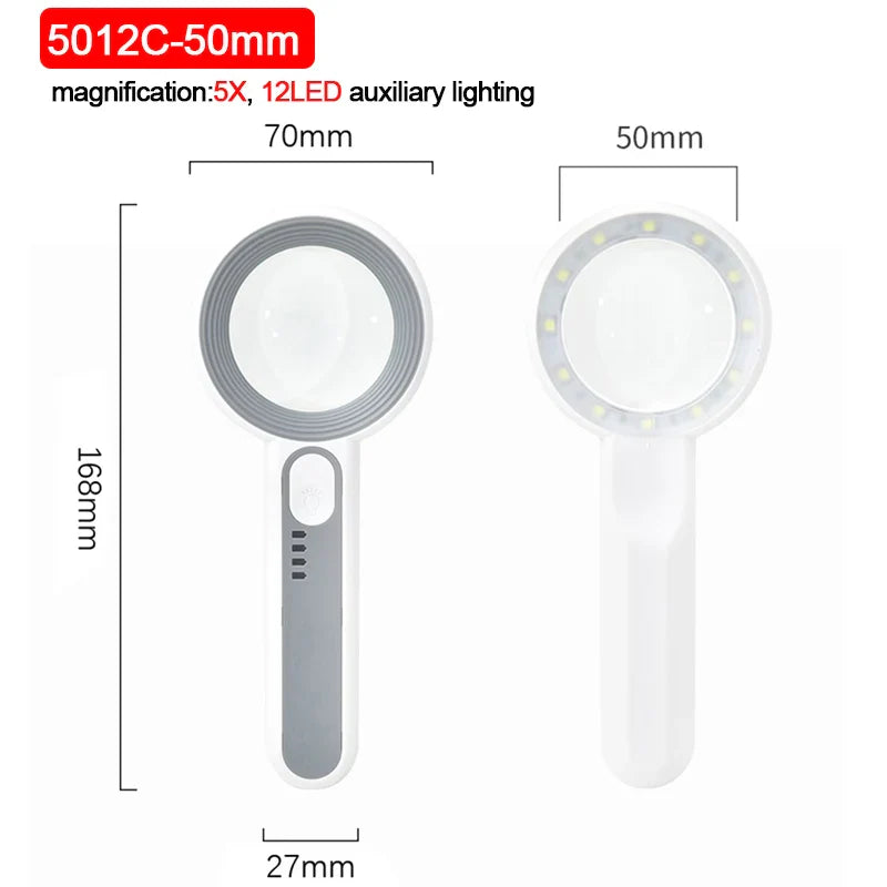 5X 6X 11X 12X Rechargeable Handheld Magnifier 3