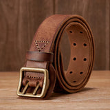 Thick Original Leather Belt Vintage Men Wide Belt