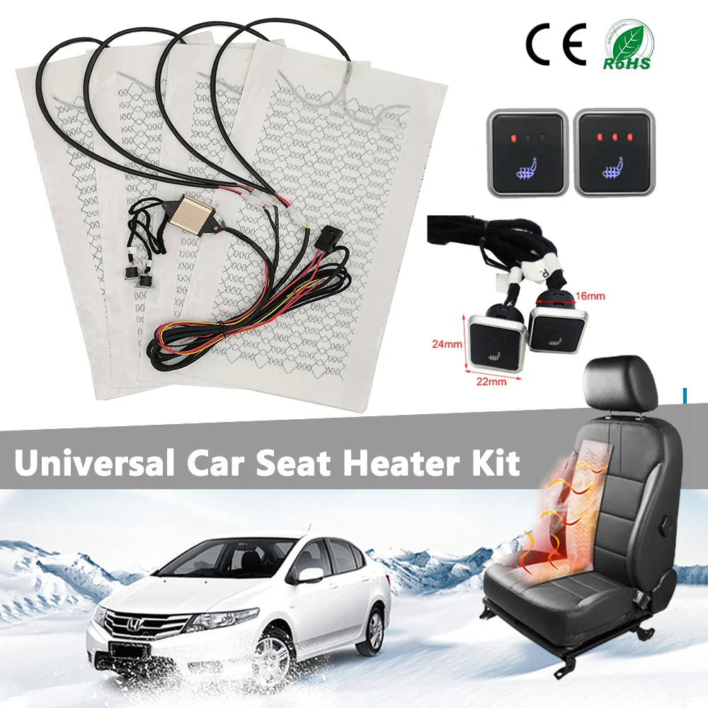 Built-in Car Seat Heater Kit Universal 12V Carbon