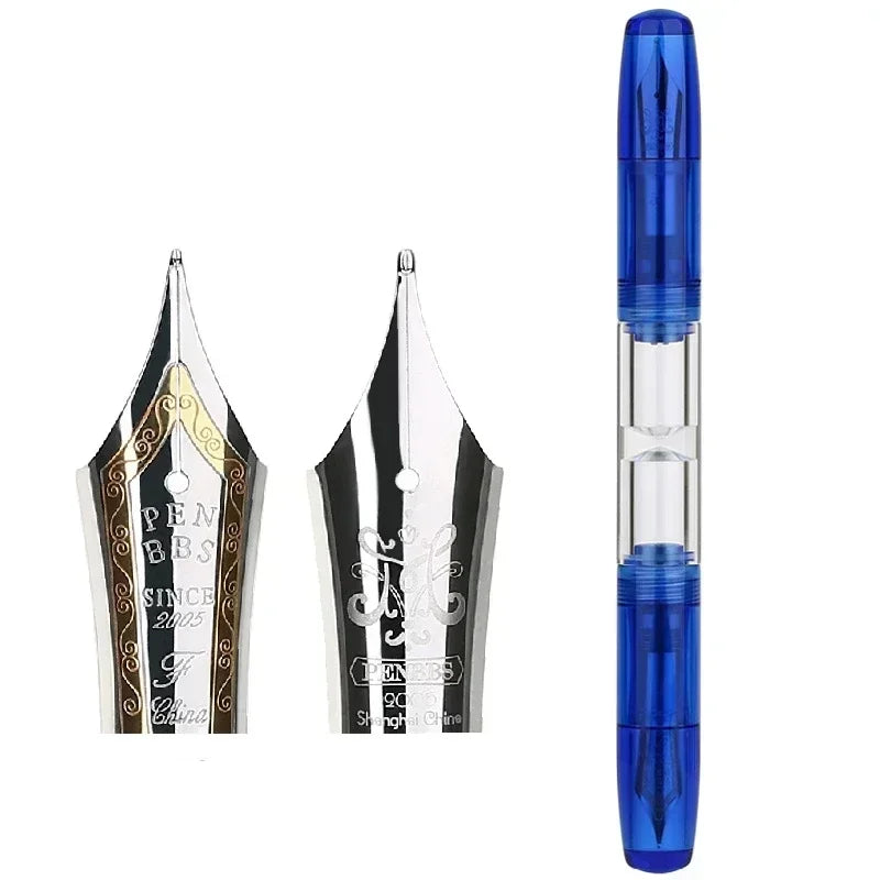 PENBBS 469 Transparent Resin Fountain Pen Double-Nib Ink