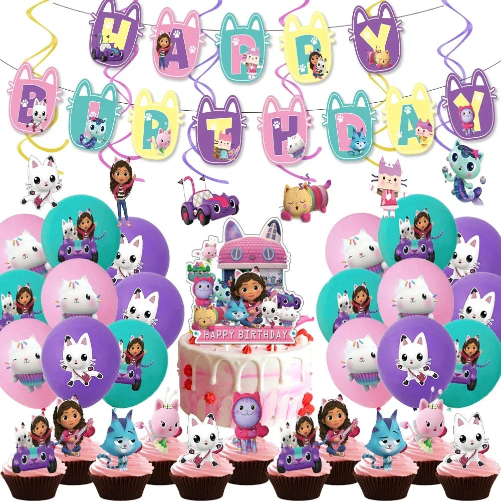 Gabby Dollhouse Cats Birthday Party Decoration Disposable Tableware