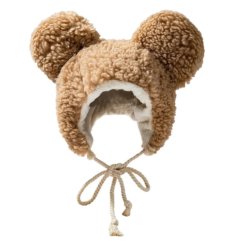 Autumn Winter Cute Pullover Earmuffs Warm Cap Bandage