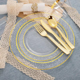 350PCS Gold Disposable Dinnerware Set, 50 Dinner Plates,