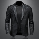 Men's Casual Leather Dress Suit Coat Casual Pu