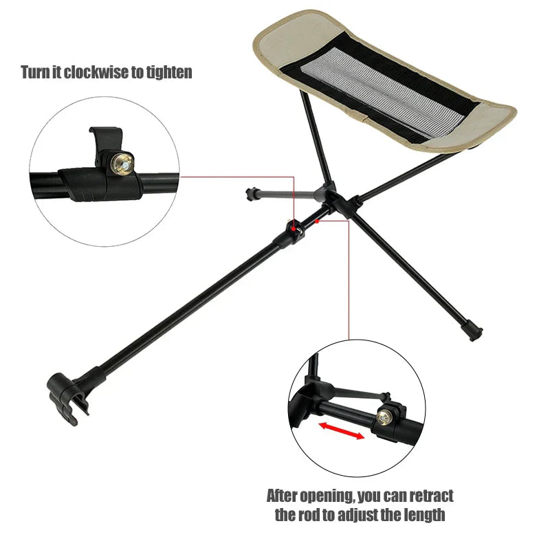 Outdoor Portable Folding Chair Footrest Aluminium Alloy Retractable