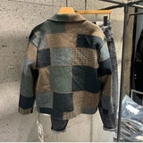 American Casual Patchwork Color Contrast Lapel Jacket Trend