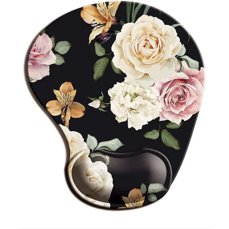 Flowers Ergonomic Mouse Pad With Wrist Support, Cute