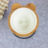 New High-end Pet Bowl Bamboo Shelf Ceramic Feeding