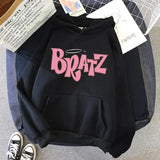 Bratz Letter Printed Plus Size Hooded Sweatshirt Men