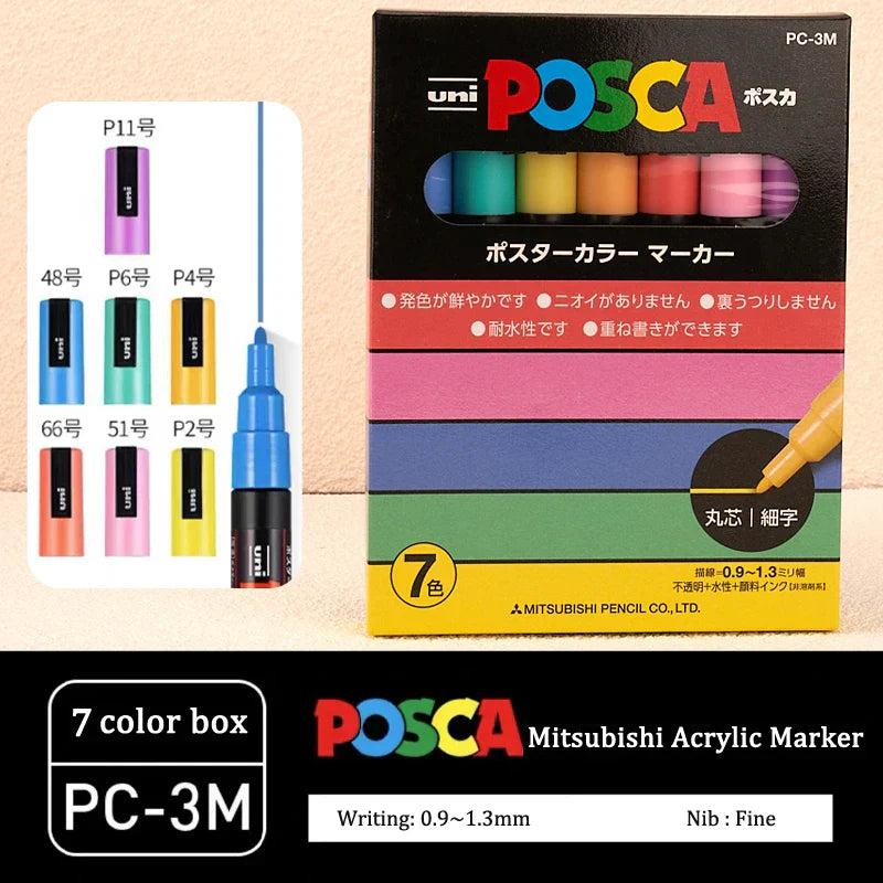 Uni Marker Pen, PC-3M Acrylic posca marcadores permanent