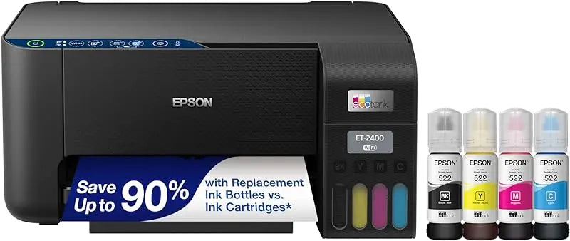 EcoTank ET-2400 Wireless Color All-in-One Cartridge-Free Supertank Printer with Scan and Copy – Easy, Everyday Home Printi