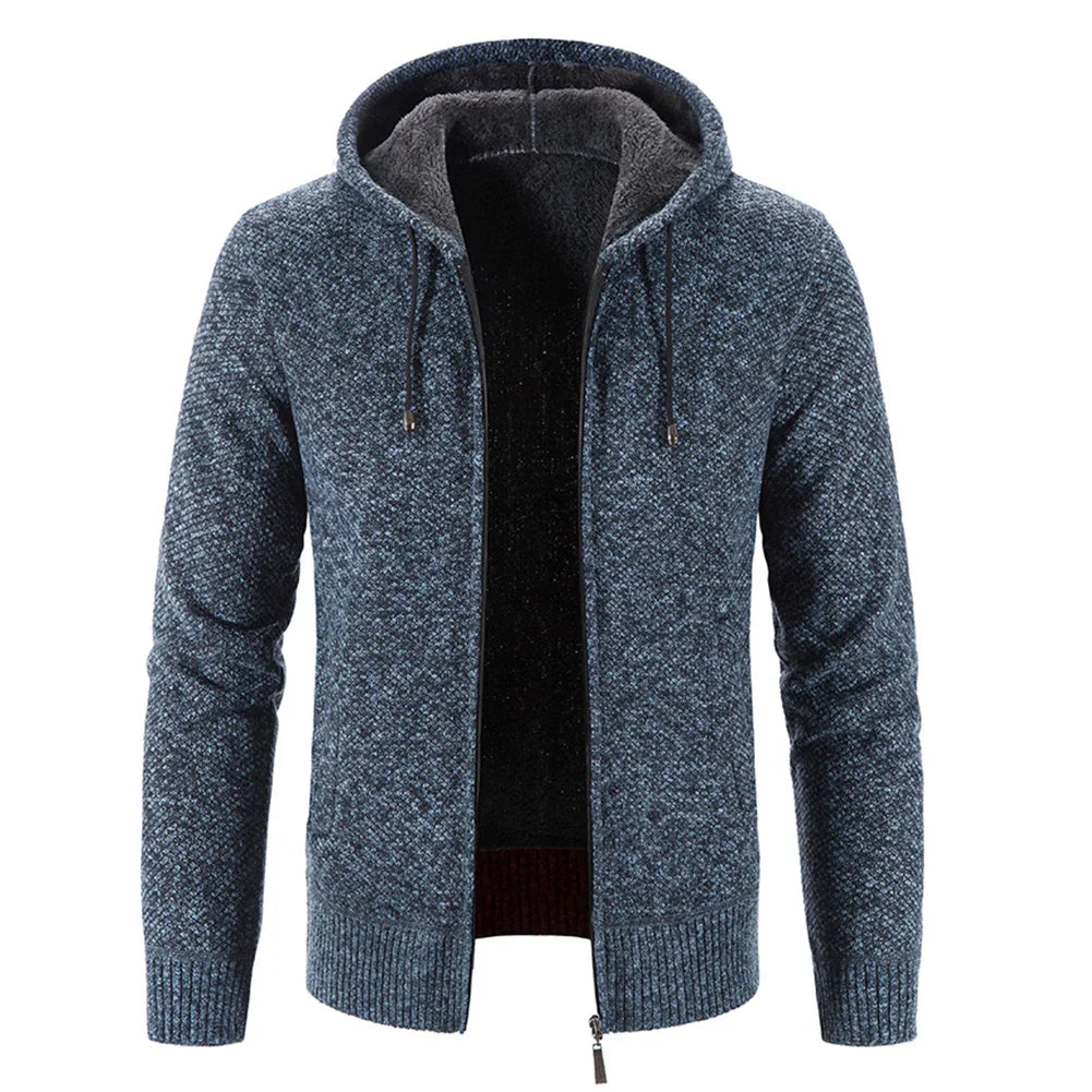 Mens Autumn Winter Warm Thick Fur Lined Hooded