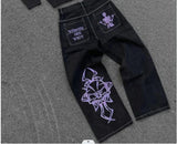 Y2K Jeans Mens Hip Hop Retro Skull Embroidery