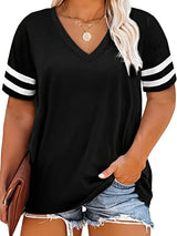 Plus Size Colorblock V Neck Tshirt Womens Plus