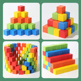 50/100pcs Colorful Cubes Wooden Building Blocks Stacking Up