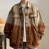 Gradient Embroidered Jacket Man's Retro Water Washing Old