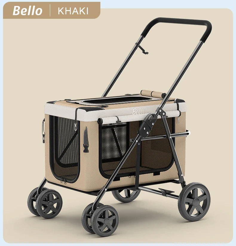 Bello Pet Strollers Folding Trolley Lightweight Pets Cat