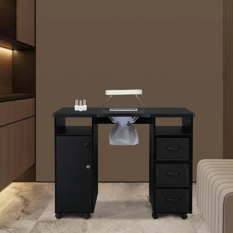 Winado Manicure Nail Table, Double Cabinet 3 Drawers