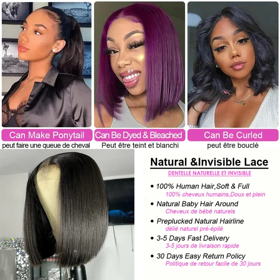 Straight Short Bob Wig Lace Frontal Human Hair