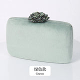 New Winter Velvet Clutch Bag Diamond Flower Lock