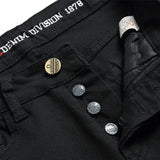 Hot Men's Black jeans Simple Trend Stretch Slim Pencil Pants High Quality Solid Color Mid-Waist Embroidered Brand Trousers