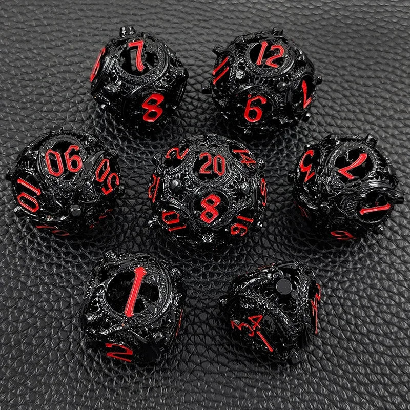 7PCS/SET DND Metal Dice Set Three-dimensional Flying Dragon