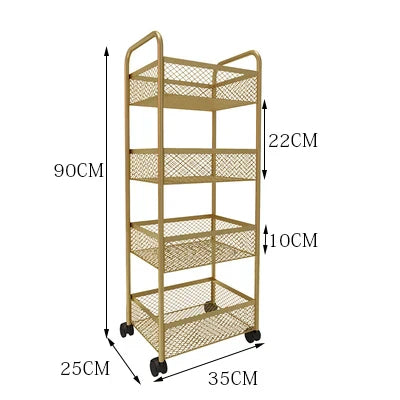 Food Trailer Trolley Rolling Cart Organizer Metal Vegetable
