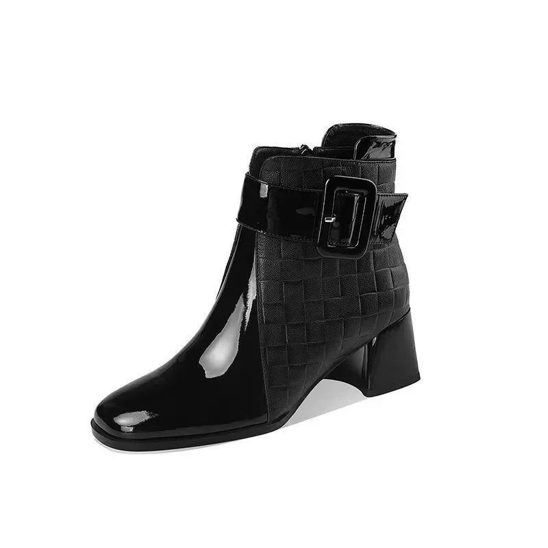 Women Ankle Boots Thick Heels Platform Short Boots
