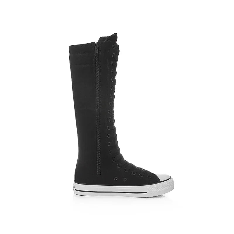 High Top Women's Canvas Shoes Knee High Boots