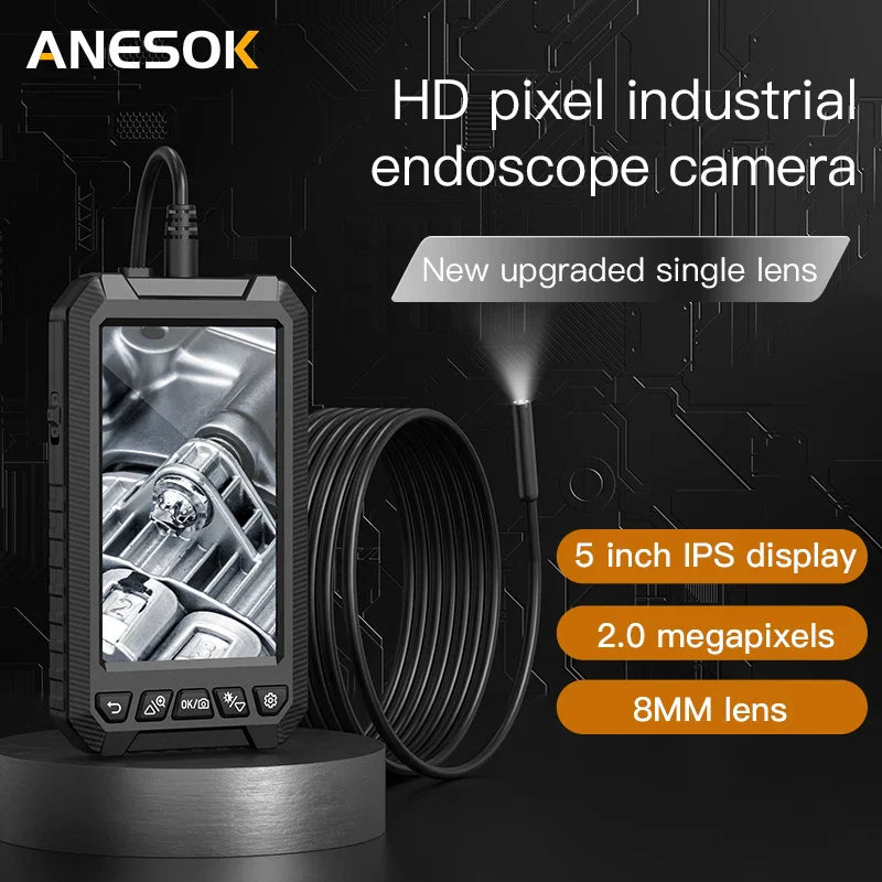 5.0Inch IPS Industrial Endoscope Camera 8mm HD1080P Dual