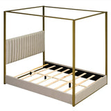 Queen Size Upholstery Canopy Platform Bed with Headboard and Metal Frame，Adult and adolescent double bed,single bed，marriage bed