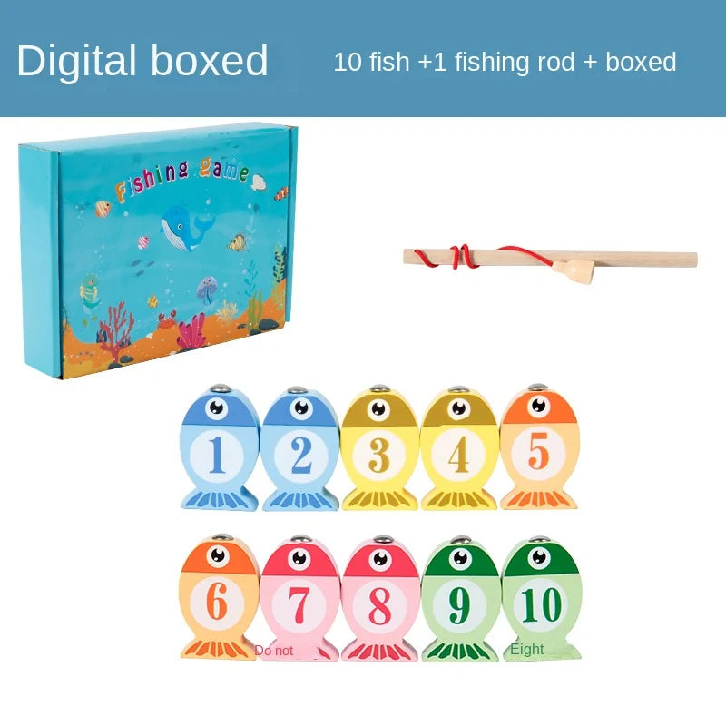 Wooden Alphanumeric Cognitive Early Education Magnetic Fishing Toys