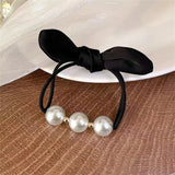 Fashion Seamless Black Hair Ties Rope Simple Pearl