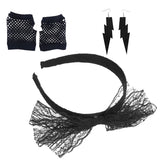 80S Headband Lace Party Accessories Gloves Costume Earrings